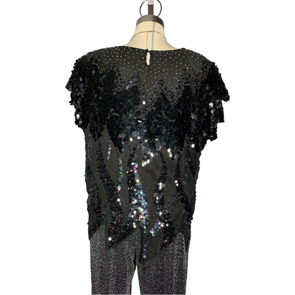ADINA FASHIONS Gorgeous Elegant Black Embedded Sequins and Beads Top Size M - Picture 8 of 15